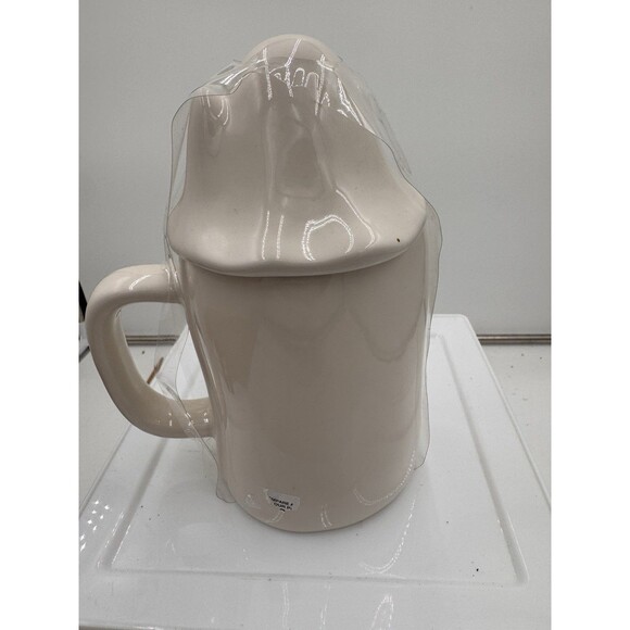 Rae Dunn Halloween Coffee Mug 2021 “BOO” White Mug With Ghost Topper Lid HTF New - Picture 2 of 3